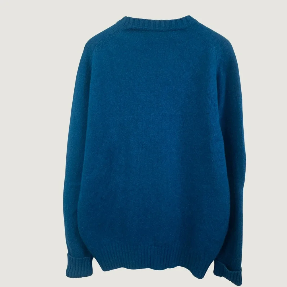 LL Bean Sweater Mens Large Tall Blue 100% Wool Made in Ireland Crewneck Heritage